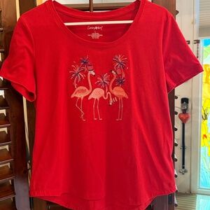 RED PATRIOTIC FLAMINGO TSHIRT